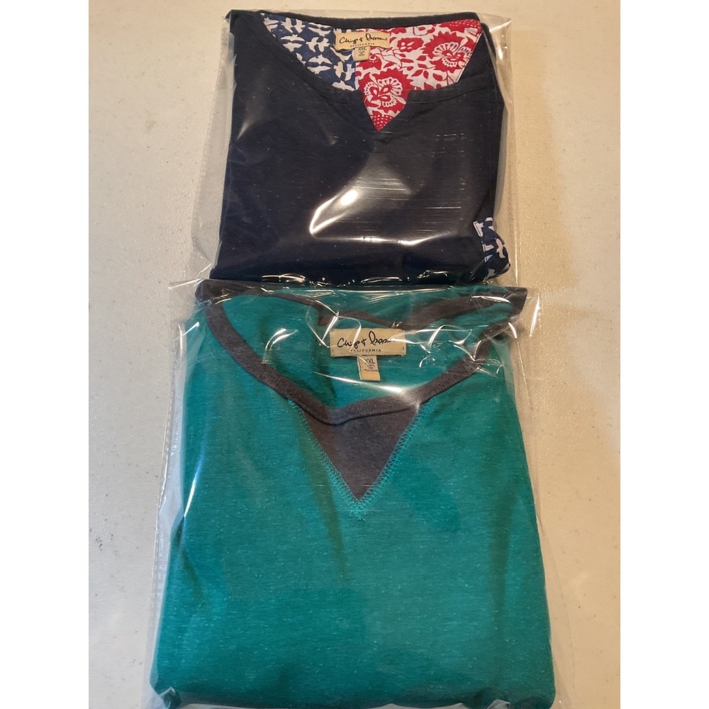 Chip & Pepper Men XXL‎ Shirt Lot Teal Ringer Navy Patchwork Pocket Tee